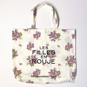 Rouje Floral Cotton Tote Bag Paris French Les Filles en Rouje Purple Flowers